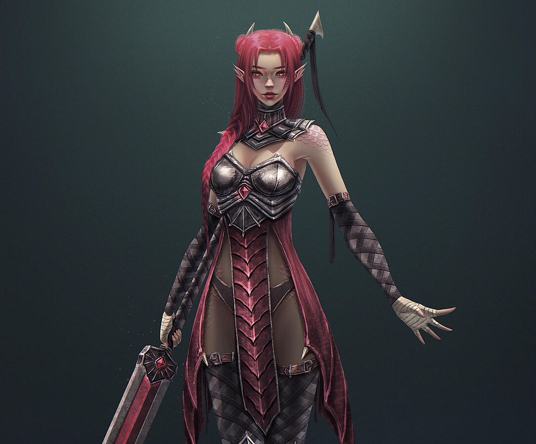 Aine - Red Dragon Armor